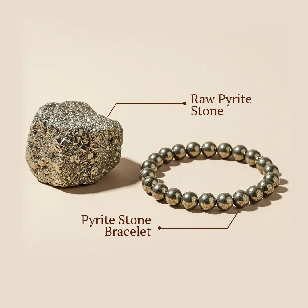 Natural Raw Pyrite Bracelet (8mm) with Lab Certificate for Wealth & Protection – Ramshivay - Ramshivay