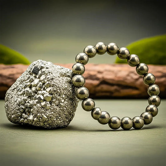 Natural Raw Pyrite Bracelet (8mm) with Lab Certificate for Wealth & Protection – Ramshivay - Ramshivay