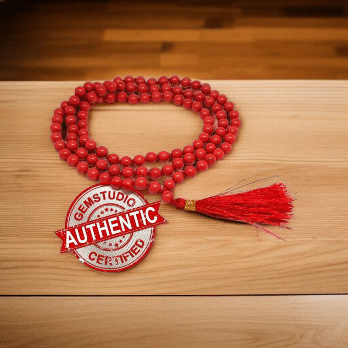 Natural Red Coral Mala 108+1 Beads with Lab Certificate for Mangal Dosh | Lal Moonga Mala for Jaap & Wearing – Ramshivay - Ramshivay
