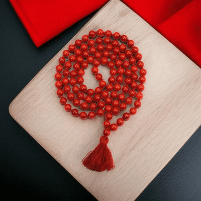 Natural Red Coral Mala 108+1 Beads with Lab Certificate Lal Moonga – Ramshivay