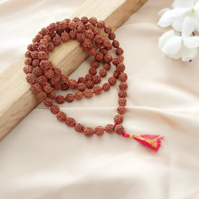 Natural 5 Mukhi Rudraksha Mala 108+1 Beads 8mm with Certificate – Ramshivay
