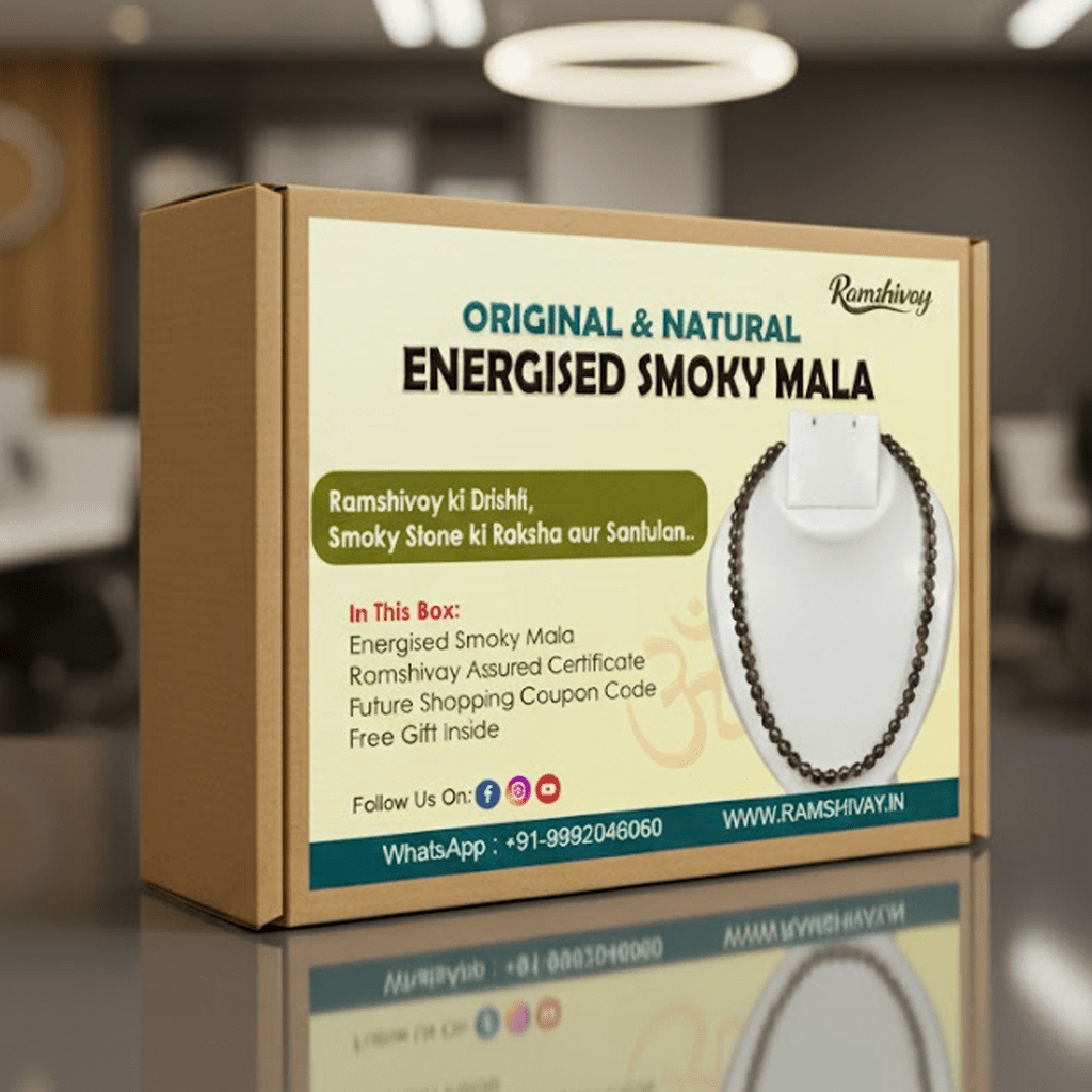 Natural Smoky Quartz Mala 108+1 with Lab Certificate | 8MM Smoke Quartz Mala for Men & Women – Ramshivay - Ramshivay