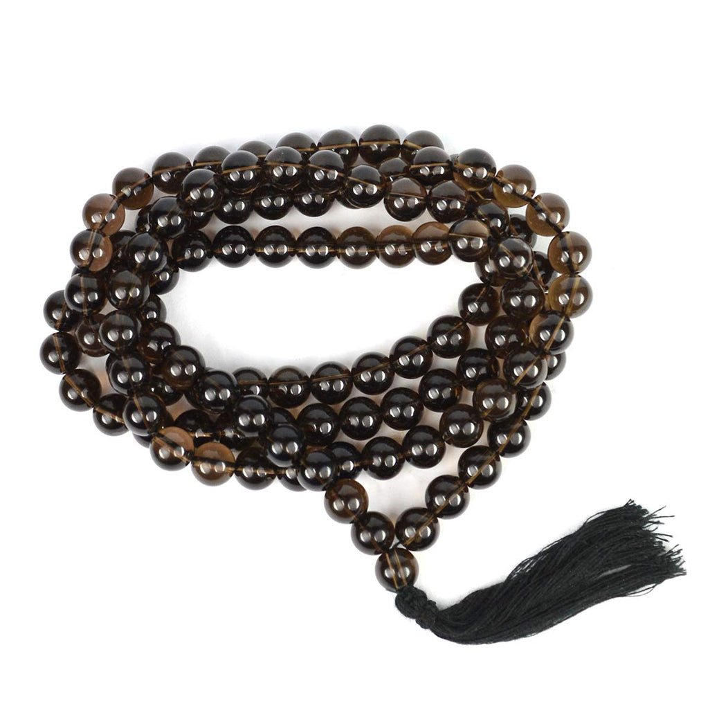 Natural Smoky Quartz Mala 108+1 with Lab Certificate | 8MM Smoke Quartz Mala for Men & Women – Ramshivay - Ramshivay
