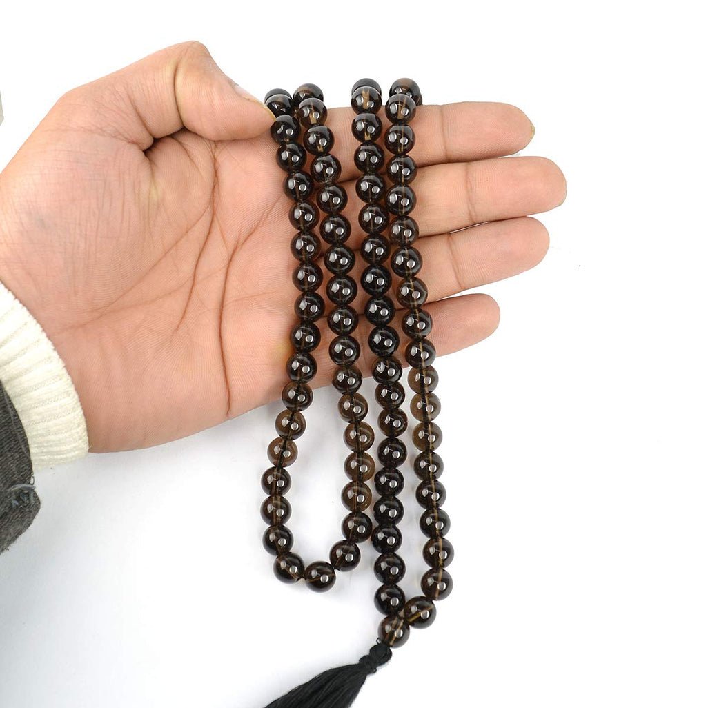 Natural Smoky Quartz Mala 108+1 with Lab Certificate | 8MM Smoke Quartz Mala for Men & Women – Ramshivay - Ramshivay