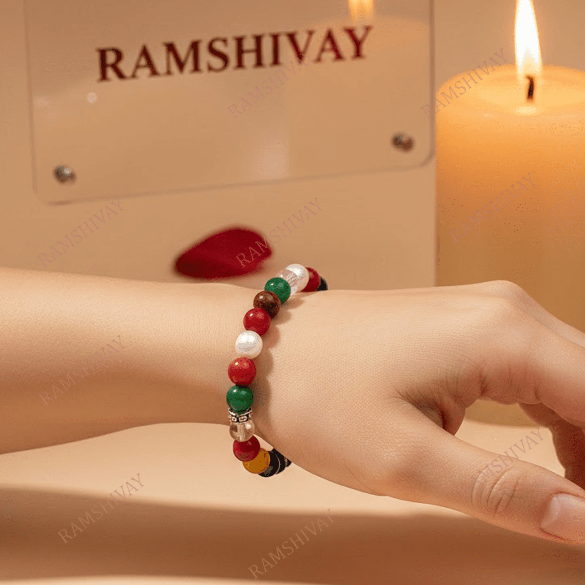 Navratan Bracelet (8mm) with Lab Certificate for Navgrah Healing & Protection – Ramshivay - Ramshivay