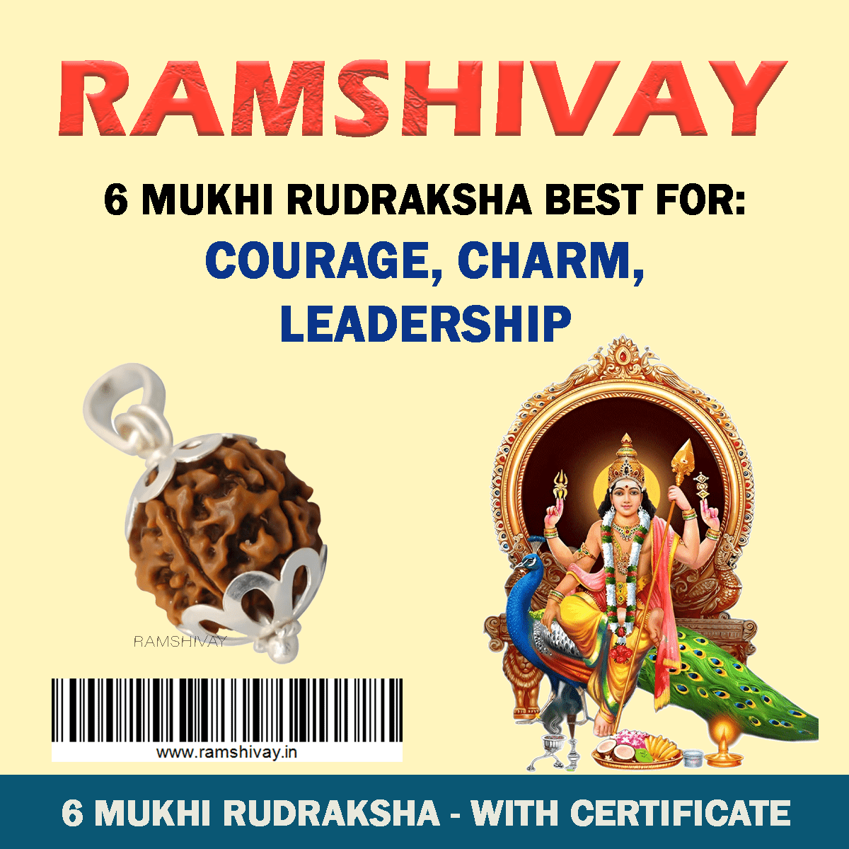 Original 6 Mukhi Rudraksha with Lab Certificate for Confidence & Willpower – Ramshivay - Ramshivay