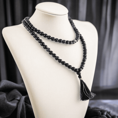 Natural Black Agate Mala 108+1 Beads 8mm with Lab Certificate – Ramshivay