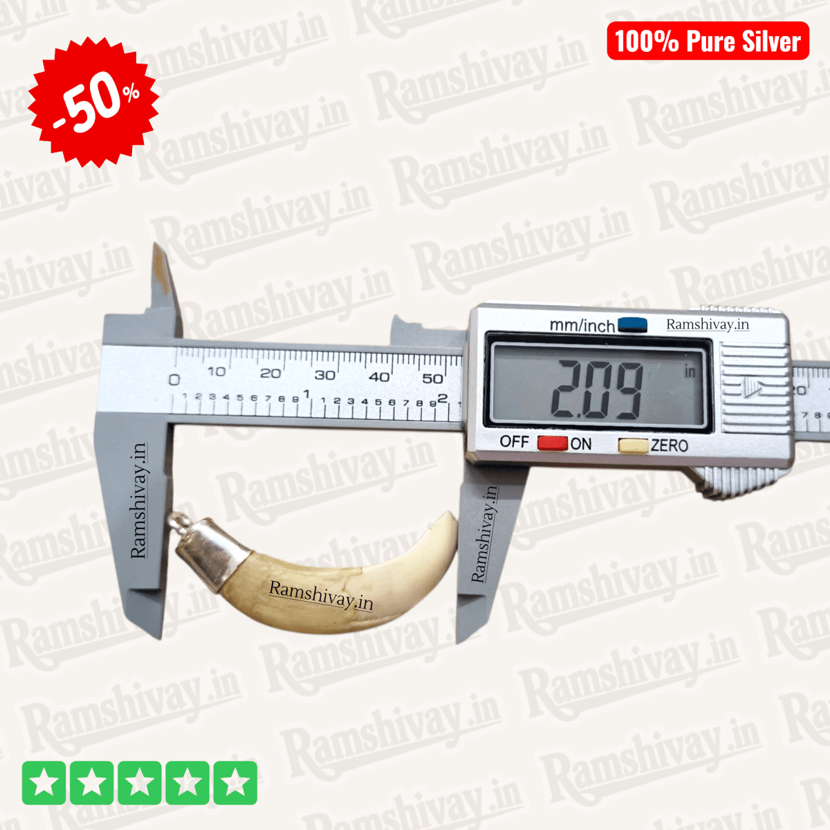 Original C‑Shape Shukar Dant (Wild Boar Teeth) Silver Locket for Men & Women with Energised Option | Nazar Protection & Prosperity – Ramshivay - Ramshivay