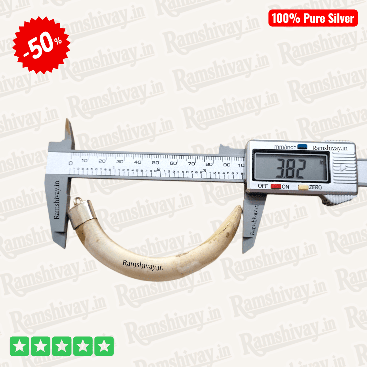 Original C‑Shape Shukar Dant (Wild Boar Teeth) Silver Locket for Men & Women with Energised Option | Nazar Protection & Prosperity – Ramshivay - Ramshivay