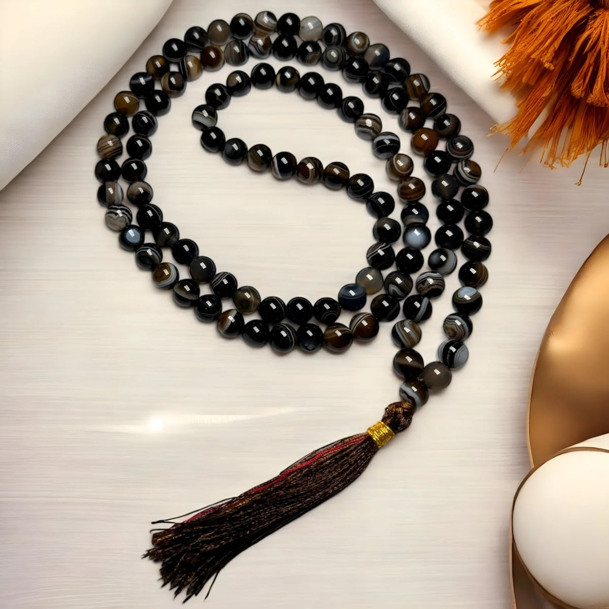 Original Sulemani Hakik Mala 108+1 Beads 8MM with Lab Certificate | Boosts Self - Confidence & Brings Good Fortune – Ramshivay - Ramshivay