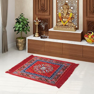 Velvet Prayer Mat Meditation Pooja Aasan Red Medium Size Set of 2 – Ramshivay
