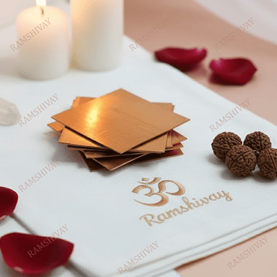 Pure Copper Patra 1 Inch Square - Premium Finish for Puja & Rituals – Ramshivay