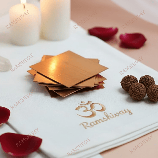 Pure Copper Patra 1 Inch Square - Premium Finish for Puja & Rituals – Ramshivay - Ramshivay