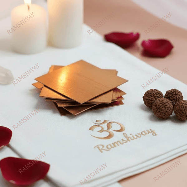 Pure Copper Patra 1 Inch Square - Premium Finish for Puja & Rituals – Ramshivay Ramshivay