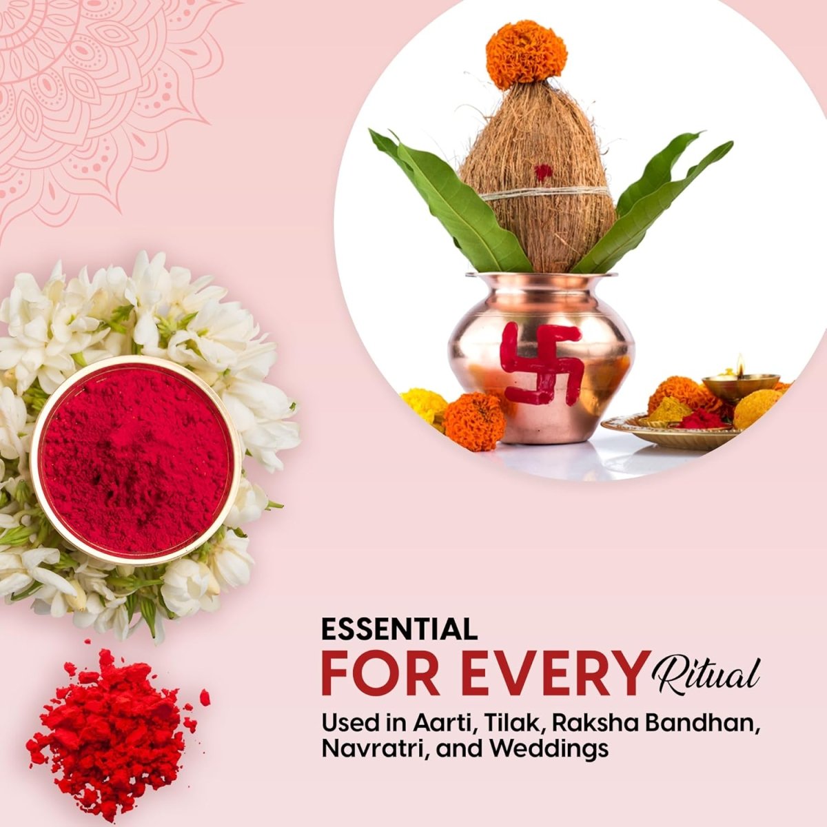 Pure Kumkum Powder/Roli with Pure Turmeric | Sacred Red Tika for Pooja, Tilak & Festivals – Ramshivay - Ramshivay