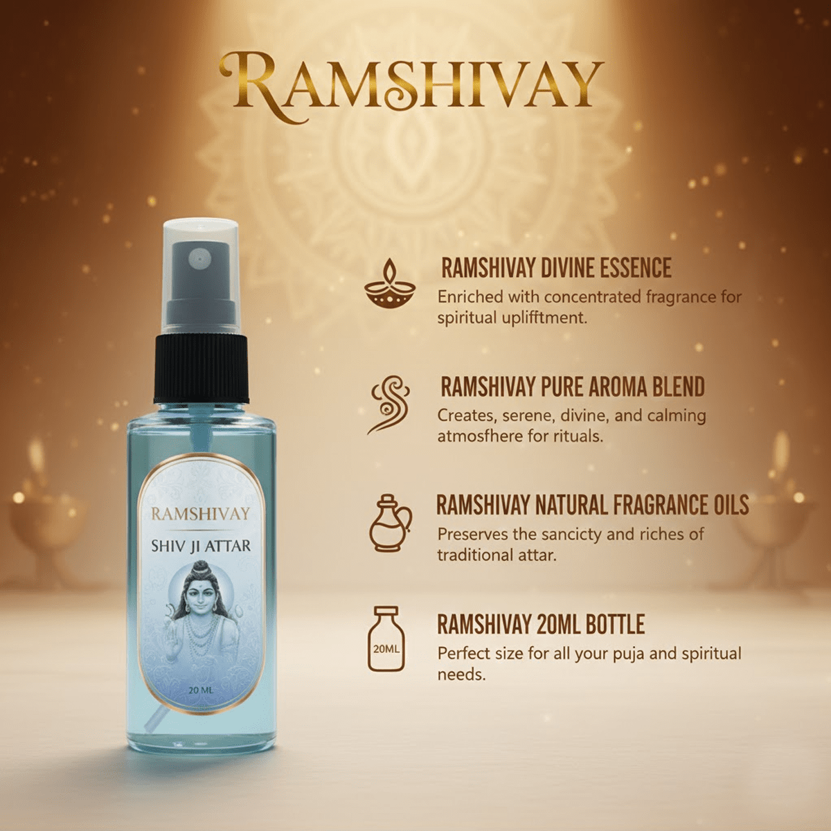 Shiv Ji Spray Attar - 20ml (Pack of 5) Floral Fragrance for Puja – Ramshivay - Ramshivay