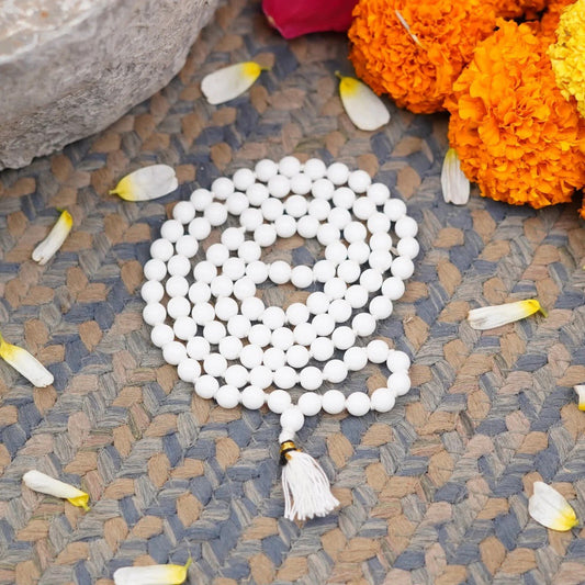 White Agate Mala (Hakik) 6MM with Lab Certificate | 108+1 Beads for Jap & Spiritual Use – Ramshivay - Ramshivay